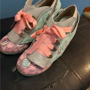 Pastel Pink & Mint Ribbon Lace Heels for Women